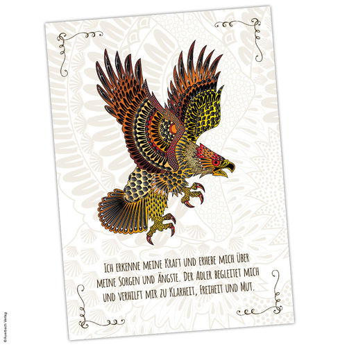 Postkarte Krafttier Adler "Klarheit, Freiheit und Mut"