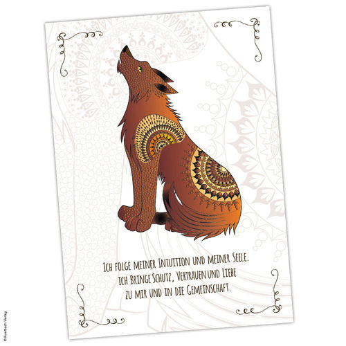 Postkarte Krafttier Wolf "Schutz und Vertrauen"