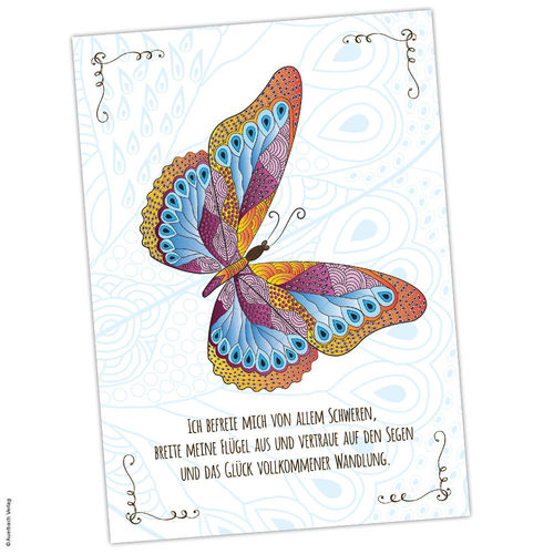 Postkarte Krafttier Schmetterling "Das Gück vollkommener Wandlung"