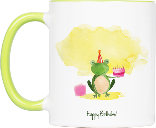 Tasse Frosch „Happy Birthday!“ (330, 340, 450 ml / mit od. ohne Spruch)