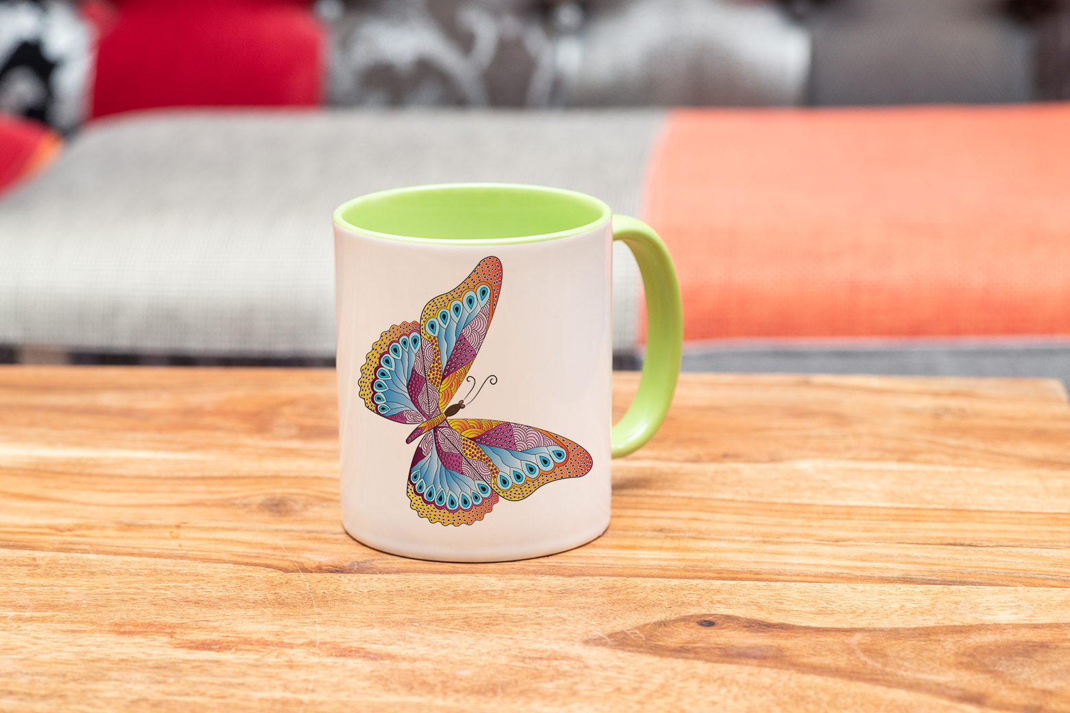 Tasse Krafttier Schmetterling „Vollkommene Wandlung“ (330, 340, 450 ml / mit od. ohne Spruch)