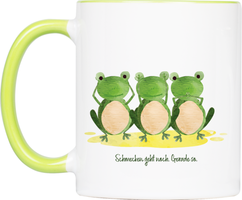 Tasse Frosch „Sinne“ (330, 340, 450 ml / mit od. ohne Spruch)