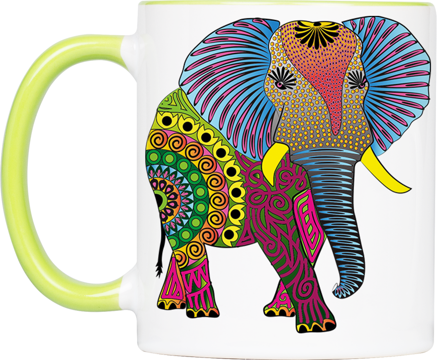 Tasse Krafttier Elefant „Entscheidung aus dem Herzen“ (330, 340, 450 ml / mit od. ohne Spruch)