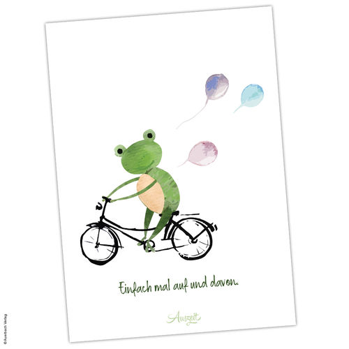 Postkarte Frosch „Einfach mal auf und davon“