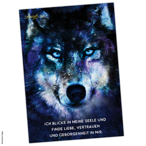 Postkarte Wolf - Ich blicke in meine Seele