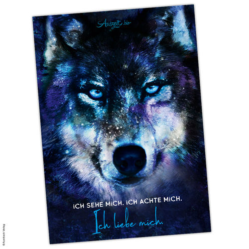 Postkarte Wolf - Ich liebe mich