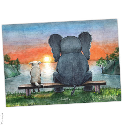 Postkarte Elli Elefant "Du bist mein bester Freund"