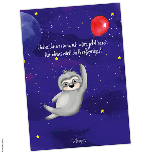 Postkarte Faultier „Universum“