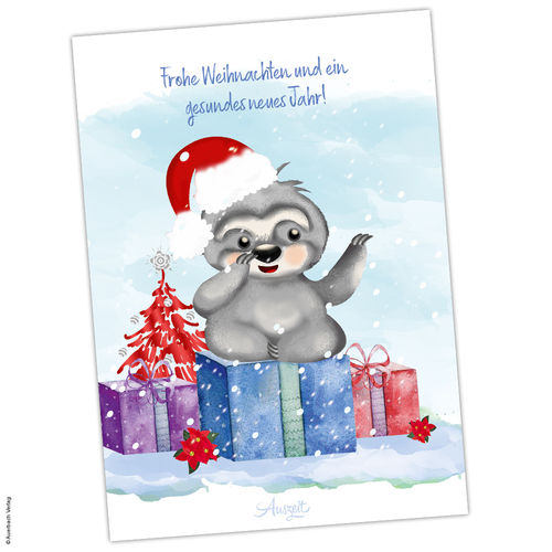 Postkarte Faultier „Weihnachten & Silvester“