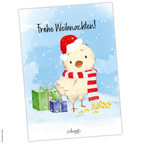 Postkarte Küken „Frohe Weihnachten“