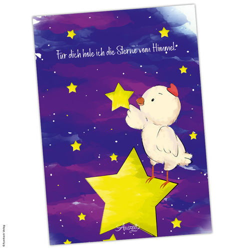 Postkarte Küken „Sterne vom Himmel“