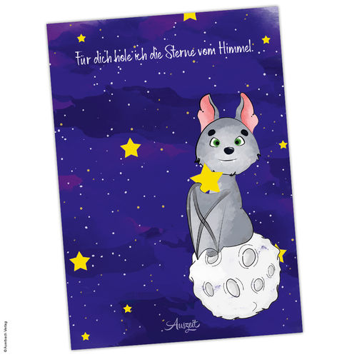 Postkarte Fledermaus „Sterne vom Himmel“