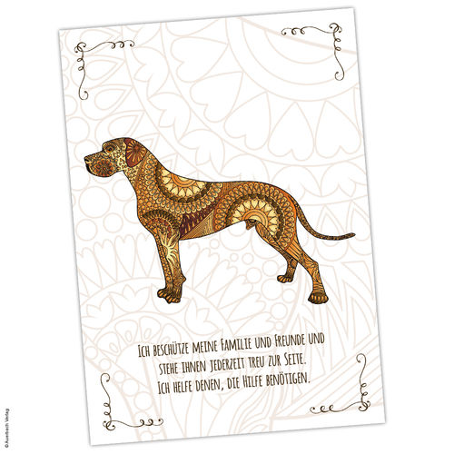 Postkarte Krafttier Hund „Hilfe & Treue“