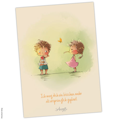 Postkarte First Love „Ich mag dich mehr ...“