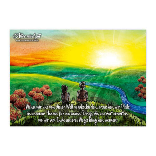 Postkarte "Alles wird gut" Sonnenuntergang