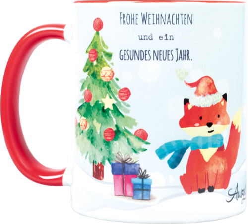 Tasse Fuchs „Weihnachten“ (330, 340, 450 ml / mit od. ohne Spruch)