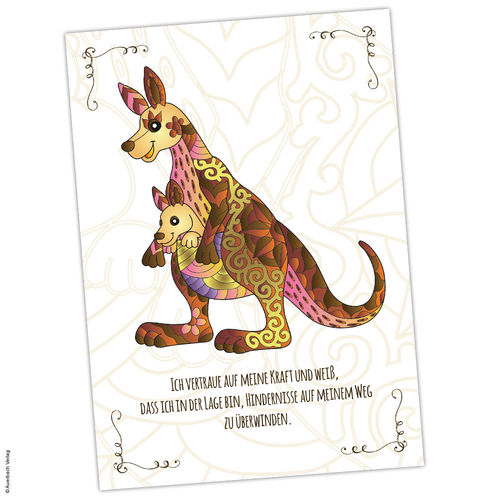 Postkarte Krafttier Känguru "Überwindung von Hindernissen"