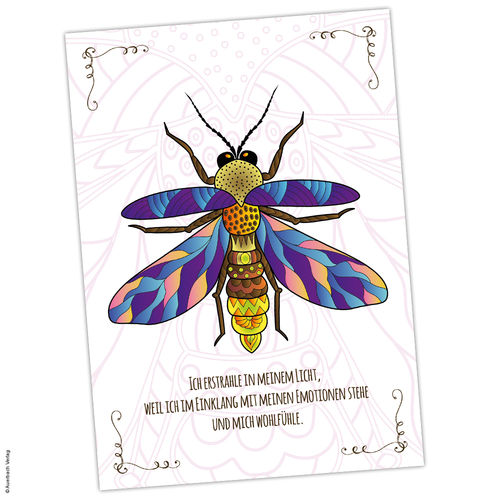 Postkarte Krafttier Glühwürmchen "Einklang"