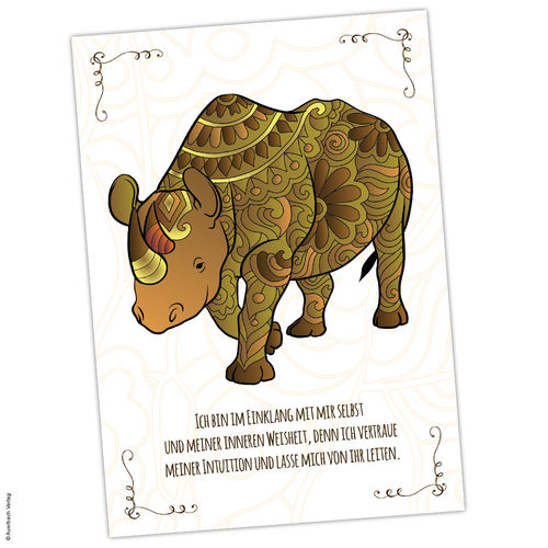 Postkarte Krafttier Nashorn "Weisheit & Intuition"