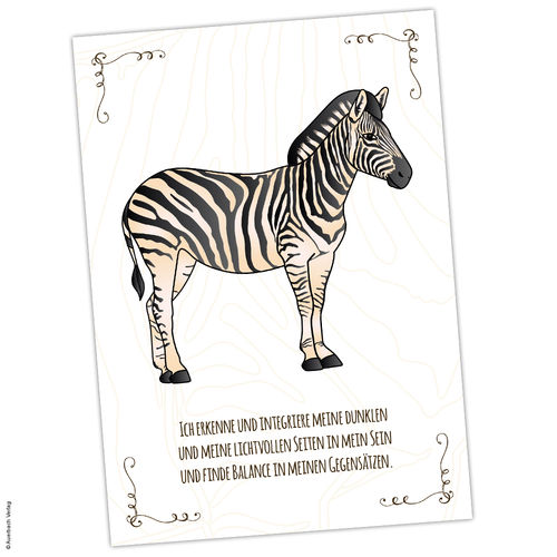 Postkarte Krafttier Zebra "Gegensätze"